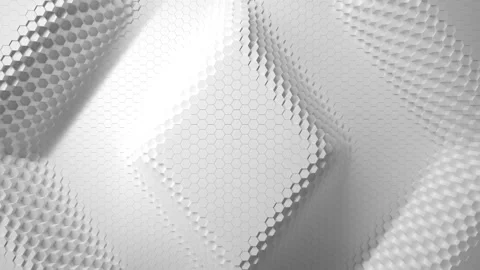 White minimalism. A mosaic surface with moving hexagons. In the shape of a diamo Video stock 157300025