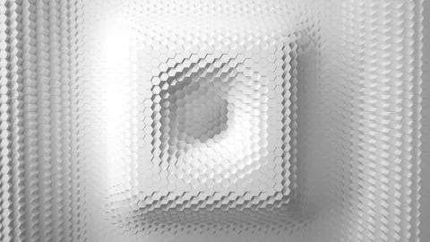 White minimalism. A mosaic surface with moving hexagons. In the form of a square Stock Footage 157300614