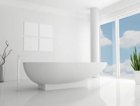 White minimalist bathroom Stock Illustration
