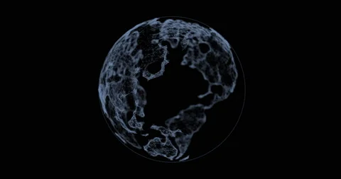 White minimalistic plexus Planet earth network spinning on black Stock Footage 170143137