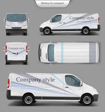White minivan top. front, back, side view Stock-Illustration