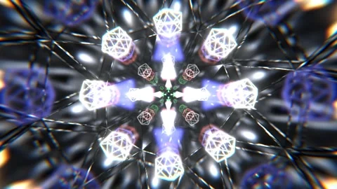 White Mirror Abstraction with Neon Triangles Background VJ Loop l 4K Stock Footage 294912876