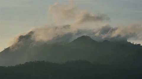 White mist floating on the mountain Stock Footage 165966650