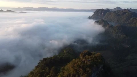 White mist or cloud scenic aerial view. Stock Footage 194985274