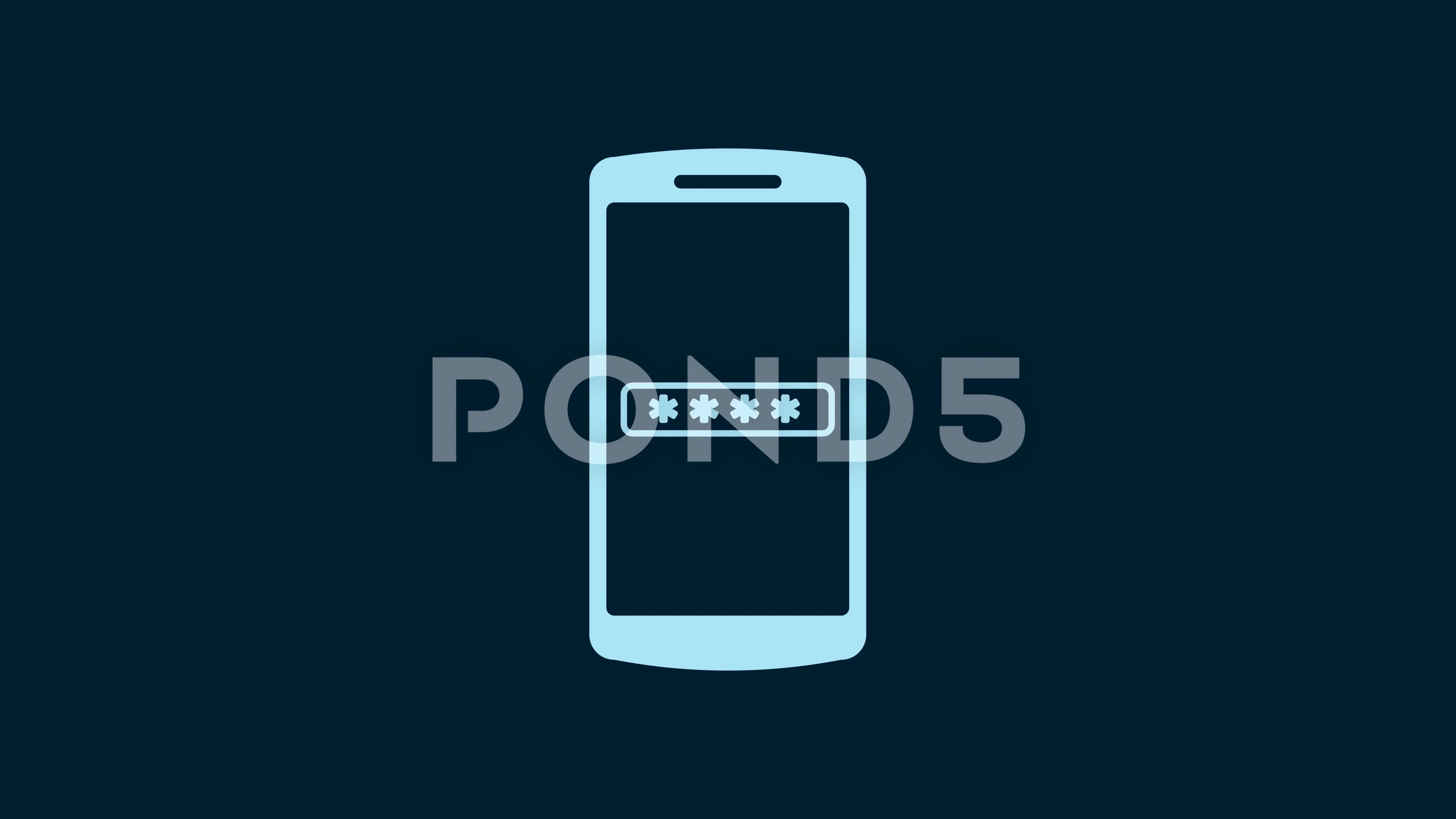 White Mobile phone and password protection icon isolated on blue background