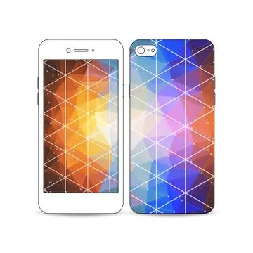 White mobile smartphone with an example of the screen and cover design isolated Stock Illustration