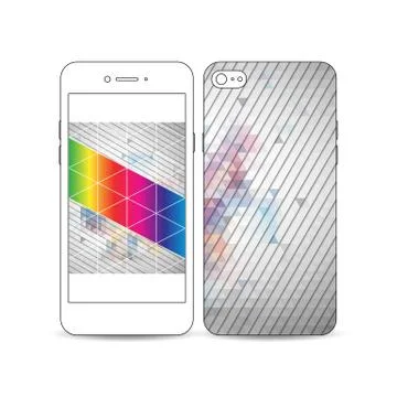 White mobile smartphone with an example of the screen and cover design isolat Stock Illustration