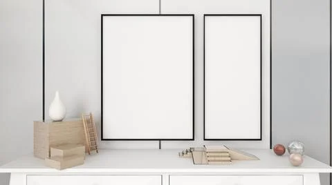 White mock up frame in home design and Coastal style living concept Stock Illustration