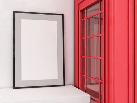 White mock up frame, modern background. 3D Stock Illustration