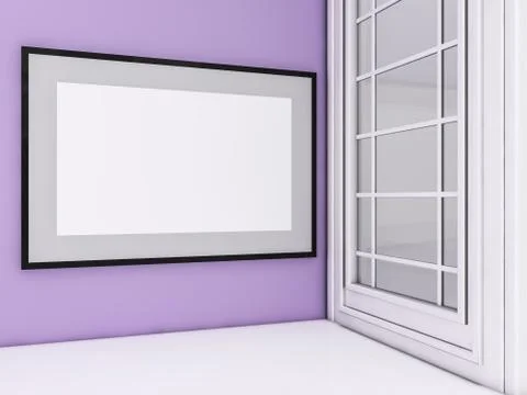 White mock up frame, modern background. 3D Illustrazione stock
