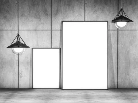 White mock up frame, modern background. 3D Stock Illustration