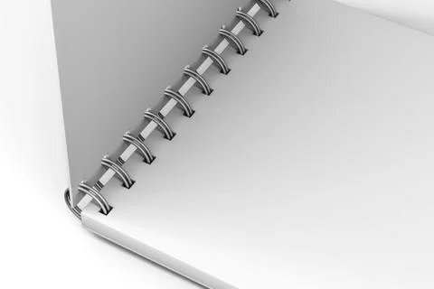 White Mock Up Spiral Open Notebook 3D Stock Illustration