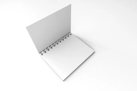 White Mock Up Spiral Open Notebook 3D Stock Illustration