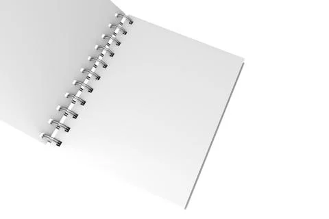 White Mock Up Spiral Open Notebook 3D Stock Illustration