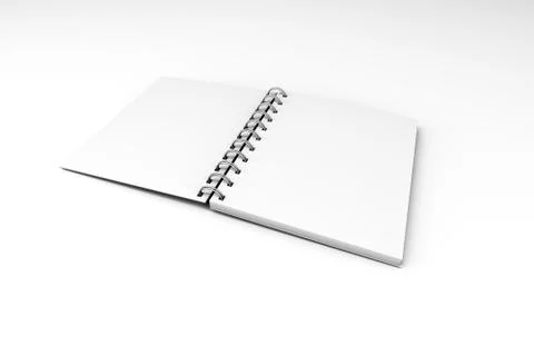 White Mock Up Spiral Open Notebook 3D Stock Illustration