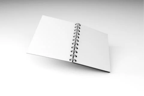 White Mock Up Spiral Open Notebook 3D Stock Illustration