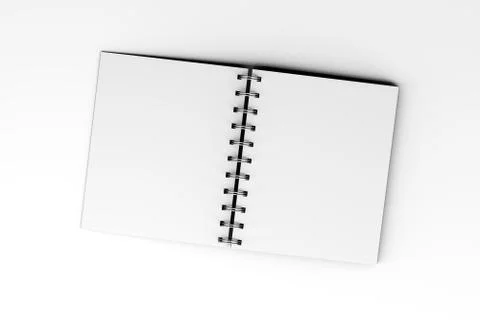 White Mock Up Spiral Open Notebook 3D Stock Illustration