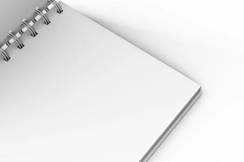 White Mock Up Spiral Open Notebook 3D Stock Illustration