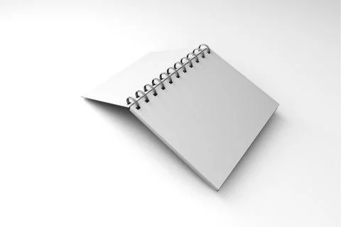 White Mock Up Spiral Open Notebook 3D Stock Illustration