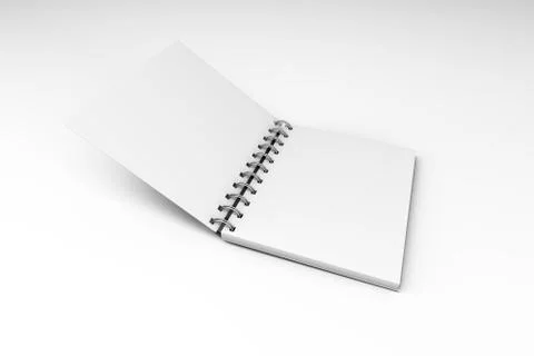 White Mock Up Spiral Open Notebook 3D Stock Illustration