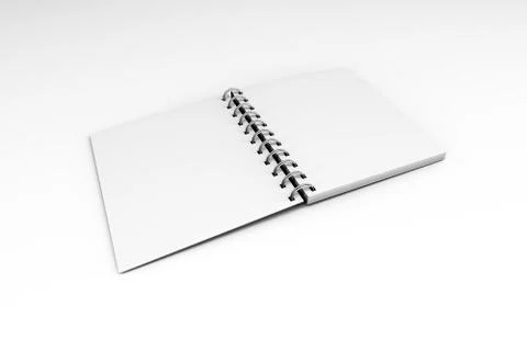 White Mock Up Spiral Open Notebook 3D Stock Illustration