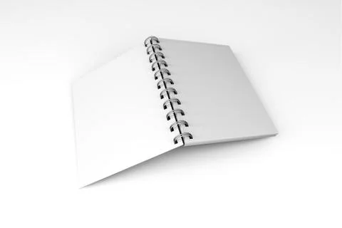 White Mock Up Spiral Open Notebook 3D Stock Illustration