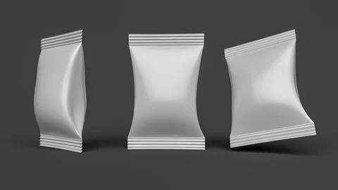 White mockup of pillow pack. flow packaging mockups 3d illustration 스톡 일러스트
