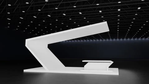 White mockup template design booth exhibition stand display for event Видео 246256859