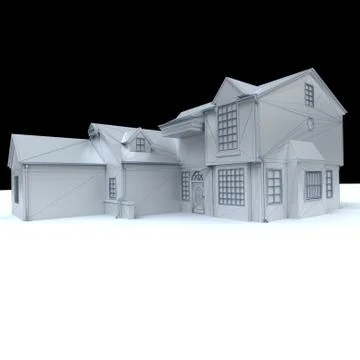White model house with black background Stock Illustration