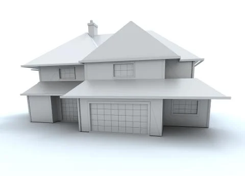 White model house frontal view Illustrazione stock