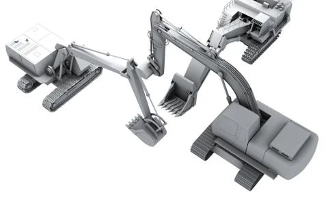 White models of the diggers Stock Photos