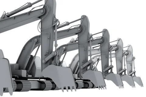 White models of the diggers Stock Photos