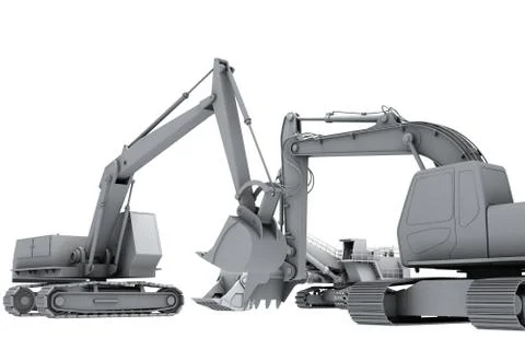 White models of the diggers Stock Photos