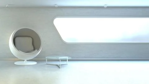 White modern armchair in interrior wall window copyspace Stock Illustration