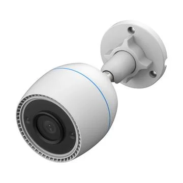 White modern cctv camera isolated white background Stock Photos