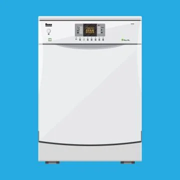 White modern closed kitchen dishwasher Stock Illustration