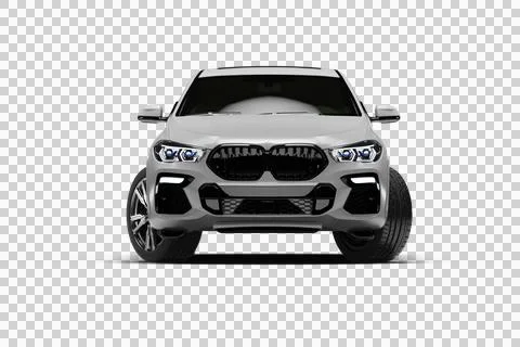 White Modern Coupe SUV Front View with Wheels Turned Left Narrow Angle 3D R.. Stock Illustration