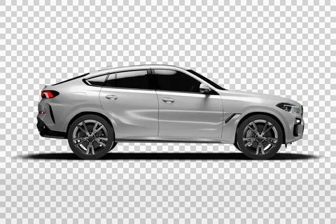White Modern Coupe SUV Full Right Side View 3D Render Transparent Stock Illustration