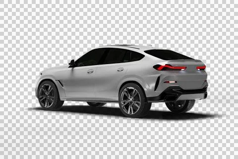 White Modern Coupe SUV Left Rear View 3D Render Transparent Stock Illustration