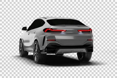 White Modern Coupe SUV Left Rear View 3D Render Transparent Stock Illustration