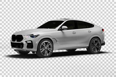 White Modern Coupe SUV Left Front View 3D Render Transparent Stock Illustration