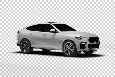 White Modern Coupe SUV Left Rear View 3D Render Transparent Stock Illustration