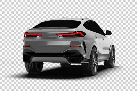 White Modern Coupe SUV Right Rear View 3D Render Transparent Stock Illustration