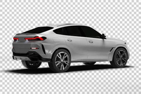 White Modern Coupe SUV Right Rear View 3D Render Transparent Stock Illustration