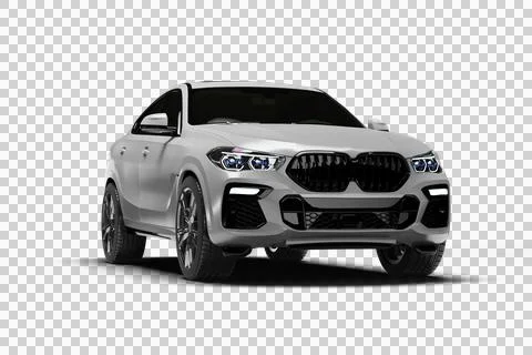 White Modern Coupe SUV Right Front View 3D Render Transparent Stock Illustration