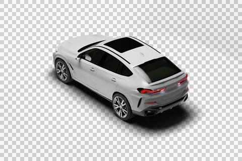 White Modern Coupe SUV Slight Elevated Left Rear View 3D Render.. Stock Illustration