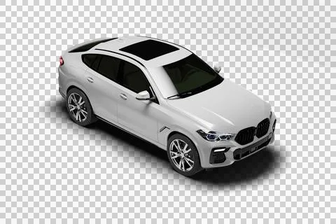White Modern Coupe SUV Slightly Elevated Right Front View 3D Render.. Stock Illustration