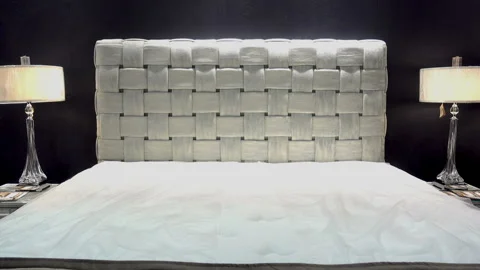 White modern design white bed Stock Footage 122494234