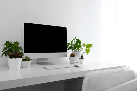 White modern desktop Stock Photos