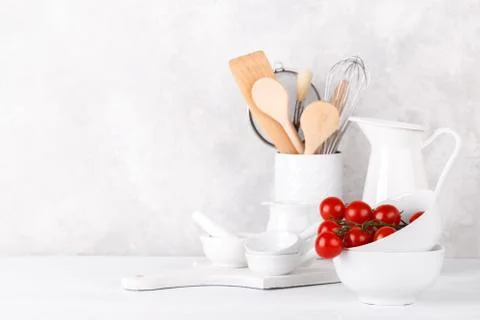 White modern dishware Stock Photos